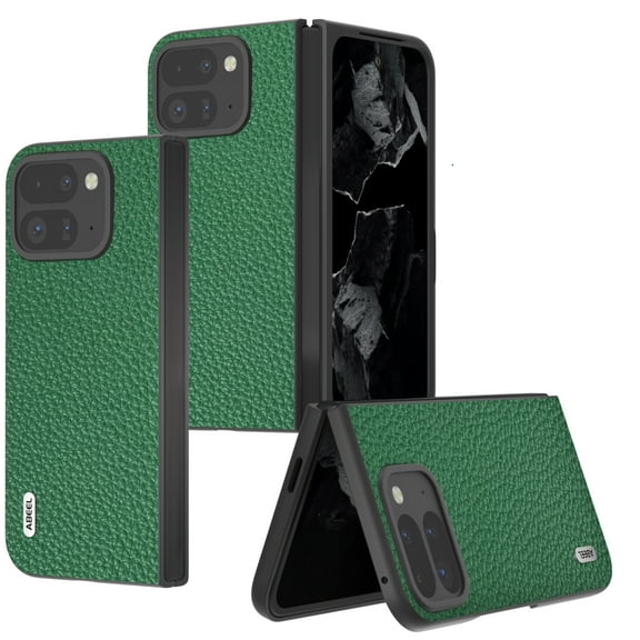 for Google Pixel 9 Pro Fold Case, Pixel Fold 2 Case, Flexible Slim Thin Retro Leather Lichee Texture Protective Hard Hybrid Bumper Silicone Rubber Case for Google Pixel 9 Pro Fold,Green