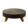 thumbnail image 6 of Hassch 35.4" Round Coffee Table, Retro Low Center Table for Living Room Home Office, Brown, 6 of 7