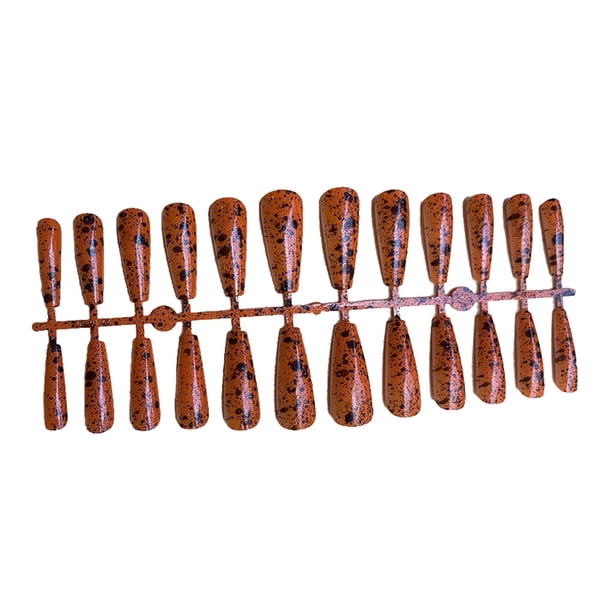 Puntas de uñas postizas Soidarity 24 piezas estampado naranja Type3 NO3