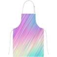 thumbnail image 4 of Polyester Insulation Kitchen Oven Mitts Potholder Apron 3Pcs Set Pastel Rainbow Shiny Lines Non Slip Heat Resistant Gloves for Baking Cooking BBQ, 4 of 7