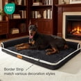 thumbnail image 4 of Exclusivo Mezcla Medium Orthopedic Dog Bed, Luxury Striped Jacquard Pet Bed Sofa 36"x24", Waterproof and Washable, Black, 4 of 10