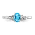 thumbnail image 5 of Solid 14k White Gold Blue Topaz Diamond Engagement Ring Size 6 (.01 cttw.), 5 of 6