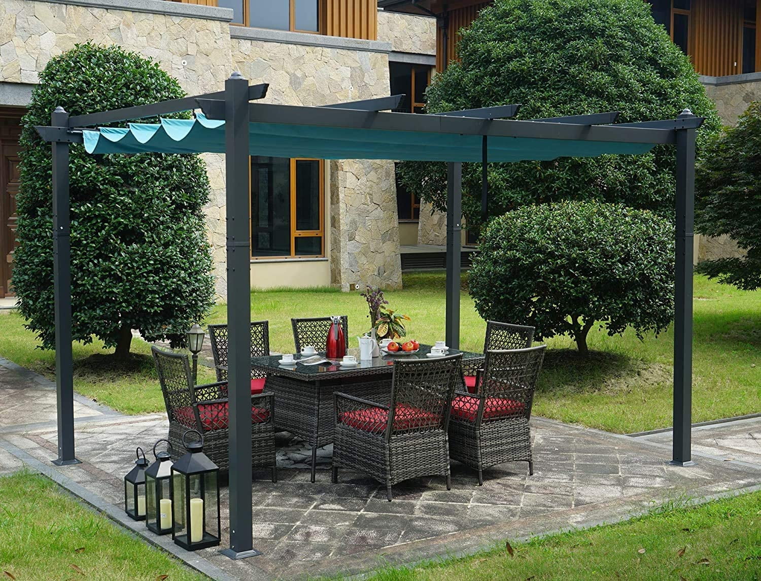 Kozyard Atlantics Outdoor 10ft W x13ft D Extra Large BBQ Grill Pergola