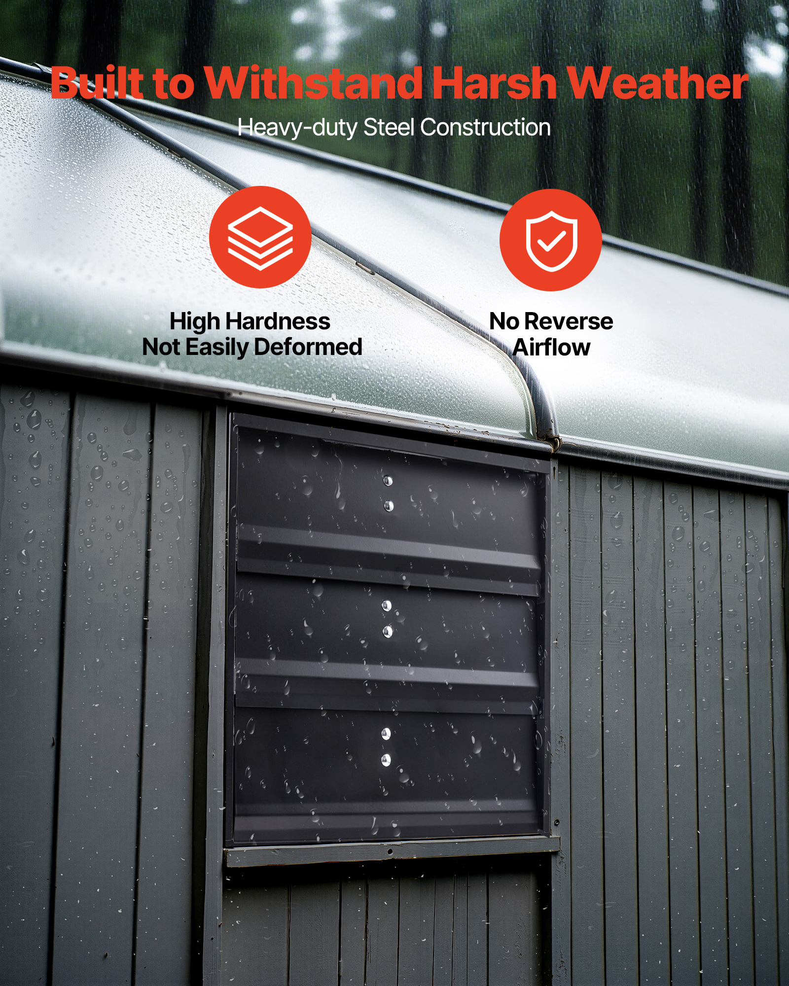 VEVOR 12 inch Shutter Exhaust Fan, Wall Mounted Attic Vent Fan with Variable Speed Controller, 1100 CFM, AC Motor, Heavy-duty Steel, Low Noise for Shed, Garage, Greenhouse Ventilation Cooling