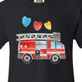thumbnail image 4 of Inktastic Valentine's Day Fire Truck with Hearts Youth T-Shirt, 4 of 5