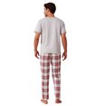 thumbnail image 2 of New autumn men's short-sleeved long pants home set (classic check pattern) - Simple and elegant, suitable for casual outings, 2 of 6