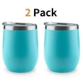 thumbnail image 1 of Copas de vino de acero inoxidable, aislamiento al vacío de doble pared, juego de 2 vasos de vino con aislamiento de 12 oz, colores vibrantes con tapas y pajitas sin BPA, ideales para café, champán,, 1 of 7