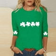 thumbnail image 4 of vdgthytj T-Shirts pour Femmes de la Saint-Patrick à Manches 3/4, Grande Taille, Col Ras du Cou, Trèfle, T-Shirt Graphique pour les Fêtes, 4 of 5