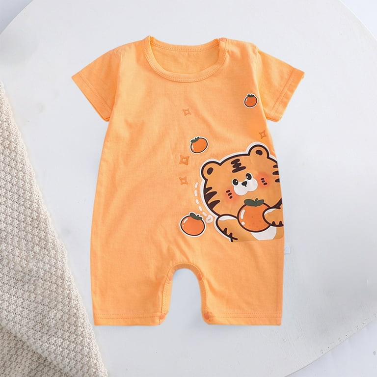 Ovbmpzd Cotton Toddler Girl Pjs under $10 Orange Short Sleeve