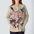 thumbnail image 5 of Women's Casual Fashion Long-Sleeve Stand-Up Collar Single-Button Independence Day Print Workwear Jacket Khaki 4XL, 5 of 5