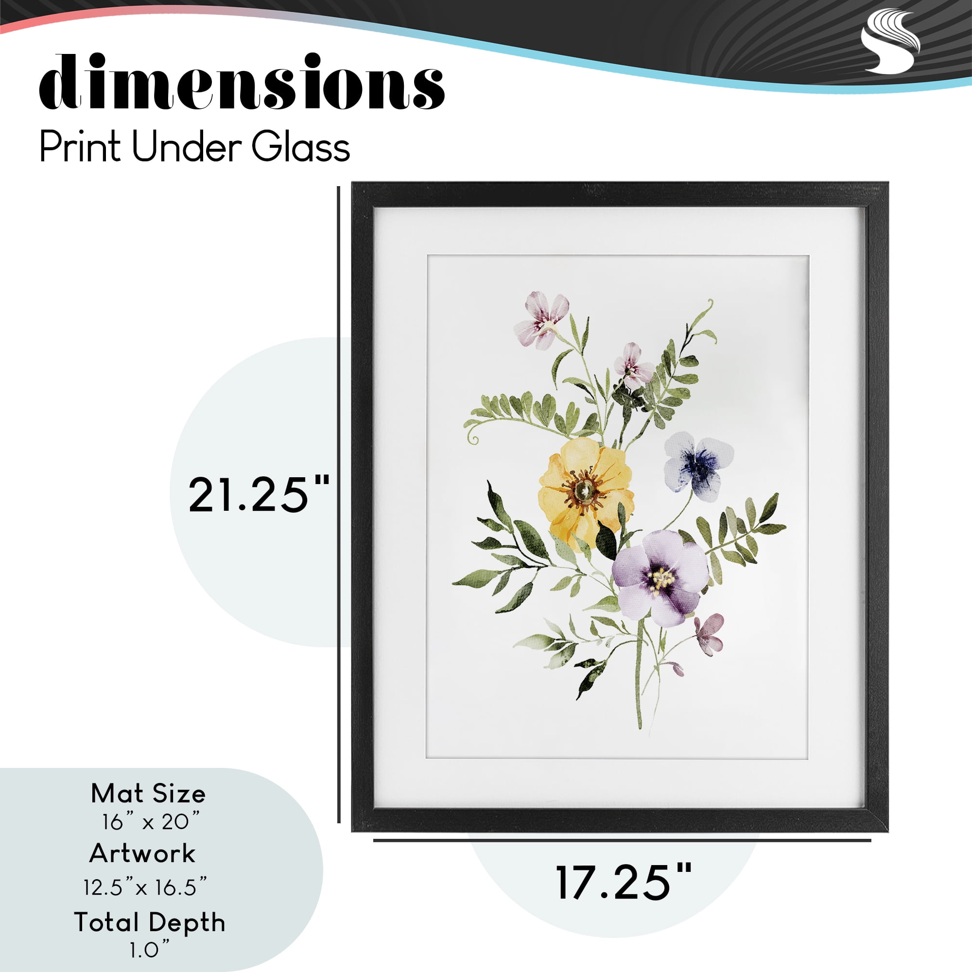 Garden Herbs Blooming Black Framed Print Under Glass, design by Lettered and Lined