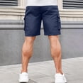 thumbnail image 3 of Lumtrix Men'S Shorts Casual Stretch Classic Drawstring Elastic Waist Summer Work Short With Multi Pockets Blue L, 3 of 3