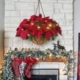 thumbnail image 5 of XEAZON Christmas Hanging Basket, 17.7in Artificial Christmas Hanging Flowers Plants Basket with LED Lights, Decorated With Faux Poinsettia, Pine Branches for Xmas Decoration, Porch Home Decor, 5 of 11