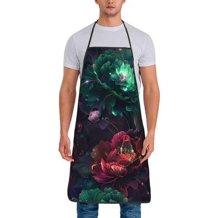 

Gaeub Red And Green Carnation Print Apron for Men and Women Waterproof Apron for Cooking Dishwashing Lab Butcher Dog Grooming