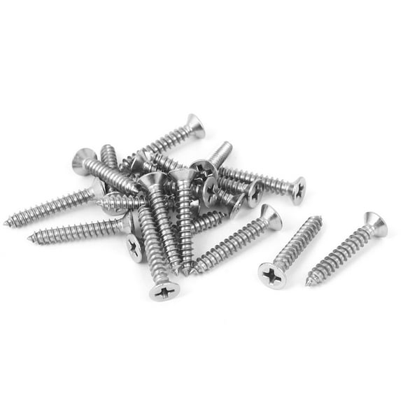 M4 x 25mm 304 Stainless Steel Flat  Head Self Tapping Screws 20 Pcs