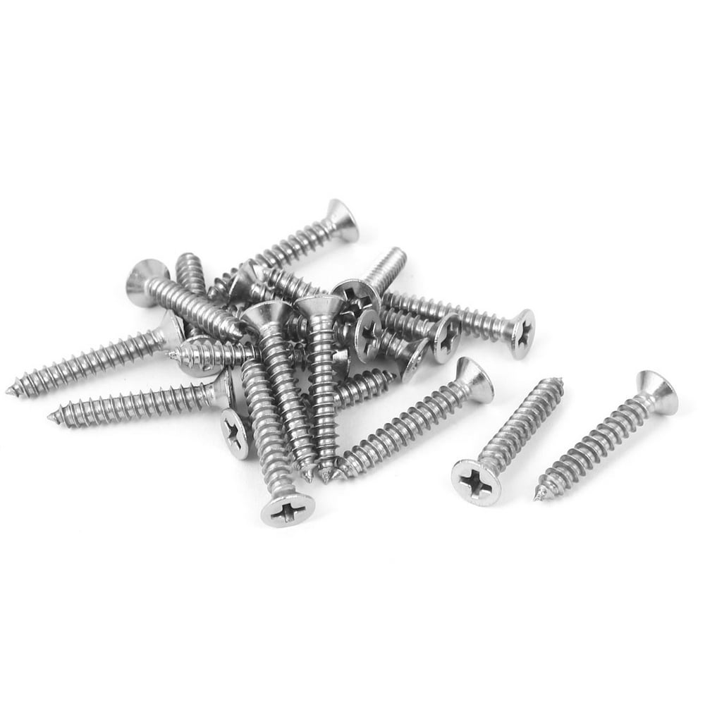 M4 x 25mm 304 Stainless Steel Flat Head Self Tapping Screws 20 Pcs