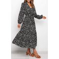 thumbnail image 4 of Women's Boho Leopard Print Ruffle Long Sleeve V Neck Casual Flowy Party Maxi Dress, 4 of 7