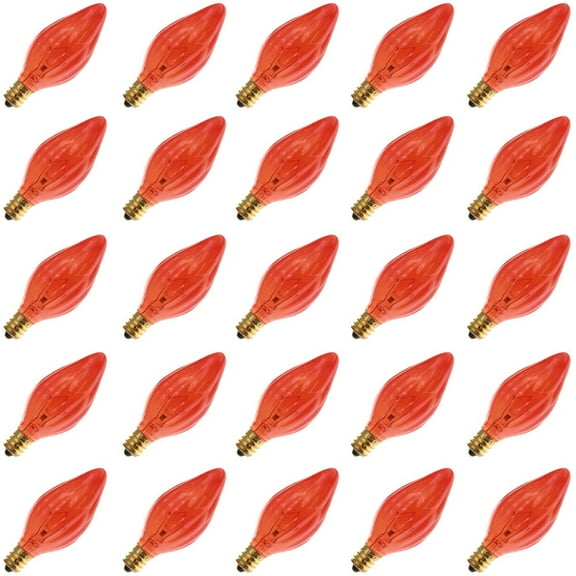 Industrial Performance 15F10/A 130V, 15 Watt, F10, Candelabra Screw (E12) Base, Amber Light Bulb (25 Bulbs)