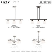 53855-91 Livex Lighting Somerville - 5 Light Convertible Dinette Chandelier in Traditional Style - 24 Inches wide by 13.25 Inches high