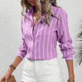 thumbnail image 5 of Kaemgyyd Womens Button down Shirts Casual Striped Long Sleeve Collared Office Work Blouses Tops Fall Fashion Clothing, 5 of 7