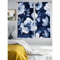 thumbnail image 2 of Navy Blue Spring Floral Sheer Curtains 72 Inch Length 2 Panels Set, Summer Botanical Abstract Flowers Window Treatment Rod Pocket Curtains Sheers Drapes for Bedroom/Living Room/Kitchen 52"x72"x2, 2 of 7