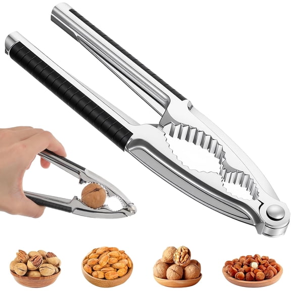 Nut Cracker, Heavy Duty Nutcracker Tool for All Nuts, Non-slip Handle, Walnut Cracker, Pecans, Almonds, Hazelnuts, Brazil Nuts, Crab Leg & Lobster, 1pc Black Clip