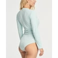 thumbnail image 3 of Real Essentials 3 Pack: Women's Round Neck Long Sleeve Ribbed Bodysuit Shirt Tops (Available in Plus Size), 3 of 6