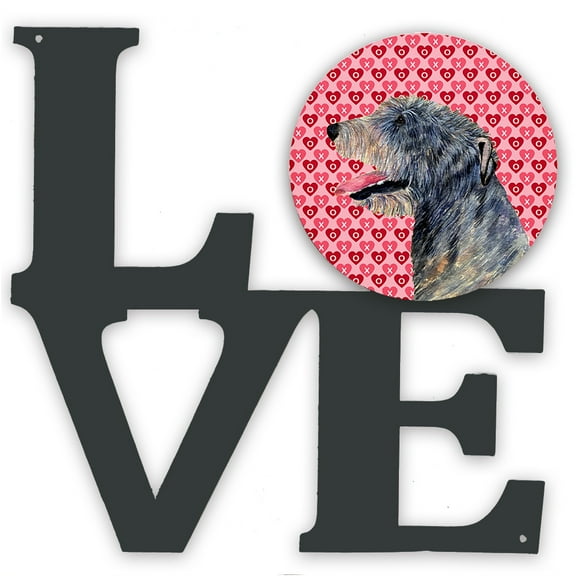 Irish Wolfhound Hearts Love and Valentines Day Portrait Metal Wall Artwork LOVE