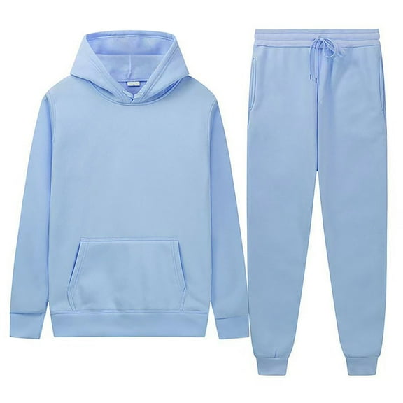 CILENON Clearance Lounge Sets for Women Hoodie Sweatsuits 2 Piece Outfits 2024 Fall Drawstring Sweatshirt Jogger Sweatpants Tracksuit Sport Sets (Light Blue,XL)