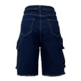 thumbnail image 6 of Women's High Waist Cargo Denim Shorts Distressed Straight Knee Length with Pockets, Loose Fit Summer Jean Pants, 6 of 8