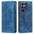 thumbnail image 2 of Case for Samsung Galaxy S23 Ultra Wallet Case for Women Girls with Card Holder, Embossed Flower Pattern Magnetic Flip PU Leather Purse Protective Phone Cover for Samsung Galaxy S23 Ultra, Blue, 2 of 11