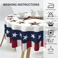thumbnail image 5 of 4th of July Tablecloth Round 60 Inch Patriotic Tablecloth Washable American Flag Stars Tablecloths Circular Table Cover Cloths Washable Polyester Tabletop Runner for Kitchen Party Picnic Dining Decor, 5 of 5
