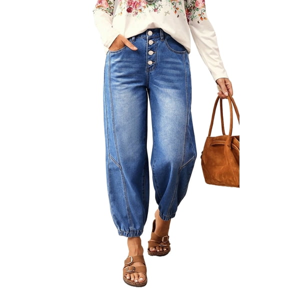 TinyCribz Casual Blue Tapered Jeans for Women – 4 Button Design for Everyday Comfort 16