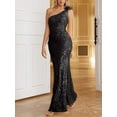thumbnail image 3 of One Shoulder Formal Evening Gowns Sequin Mermaid Maxi Dress for Wedding Guest, 3 of 6