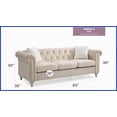 thumbnail image 5 of Raisa Classic Faux Jeweled Tufted Micro Suede Velvet Sofa - Beige Luxury Living Room Piece with Nailhead Trim, 5 of 6