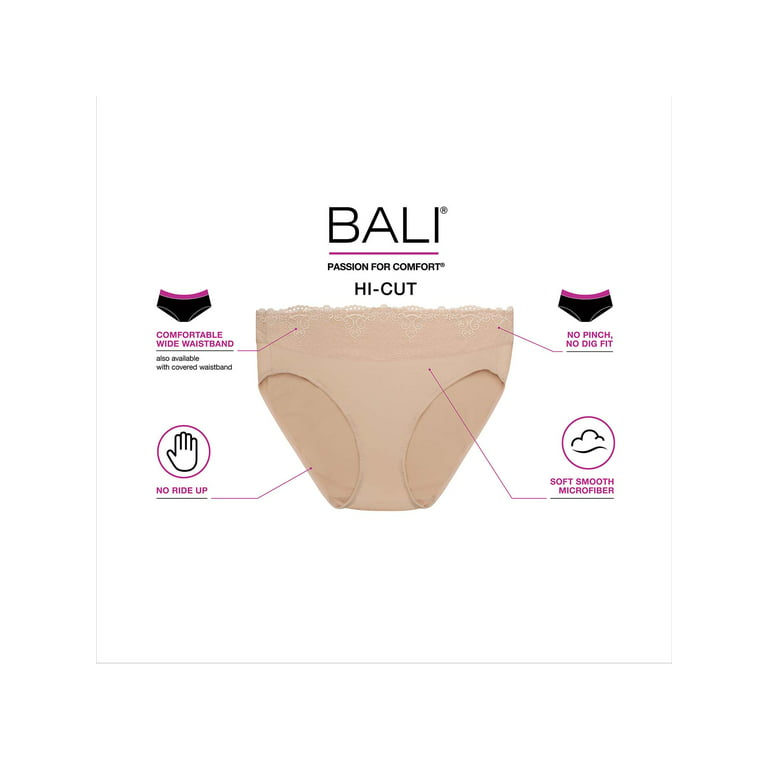 Bali 3-Pair Womens Seamless Hi-Cut Underwear Panties Stretch Nylon
