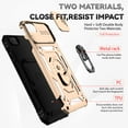 thumbnail image 2 of Nalacover Case for iPhone SE 2022 / iPhone SE 2020 / iPhone 8 / iPhone 7 Heavy Duty Camera Lens Sliding Cover, Military Grade Shockproof Metal Magnet Car Mount Case with Ring Holder Bracket, Gold, 2 of 8