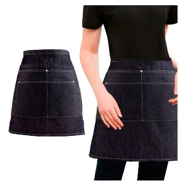 Mandil Delantal Mezclilla Industrial Corto Bolsas Unisex