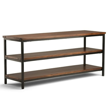 Skyler SOLID MANGO WOOD 60 inch Wide Industrial TV Media Stand in Dark Cognac Brown For TVs up to 65 inches