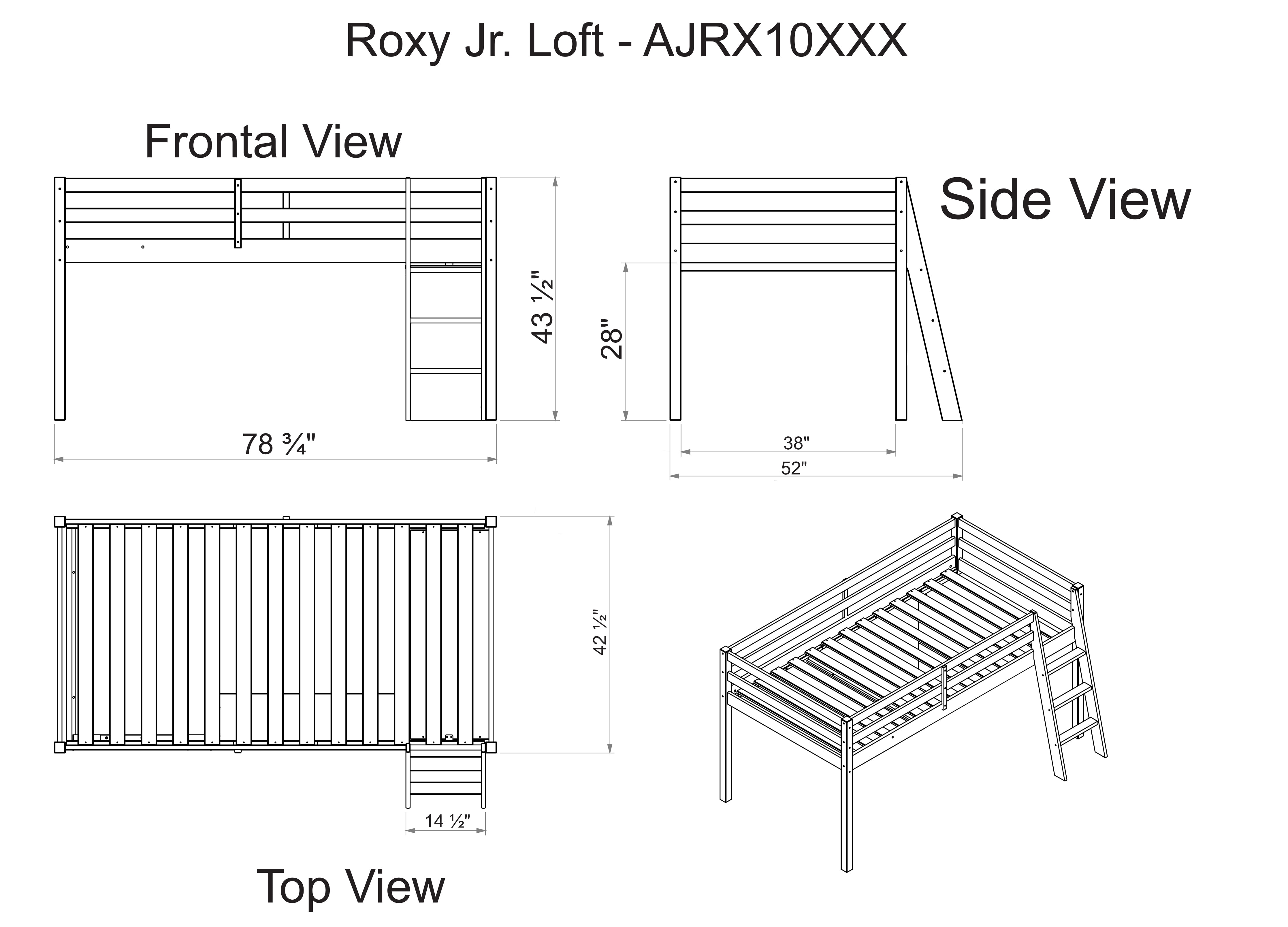 Alaterre Furniture Roxy Junior Kids Twin Loft Bed, Pink with White Trim Tent, Solid Pine Wood with Reversible Ladder & Detachable Tent