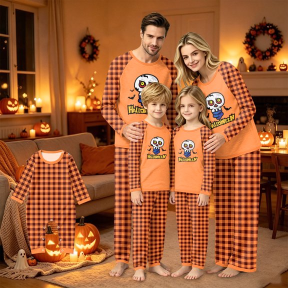 Halloween Pajamas Family Set - 2 piece Halloween Print Long Sleeve Top & Pants Outfit,Matching Pajamas for Family Holiday Night for M Pjs