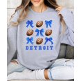 thumbnail image 4 of Detroit Football Sweatshirt for Women Teens and Kids Footballs and Blue Coquette Bows Pullover Gray Sweatshirt Adult X-Large, 4 of 4