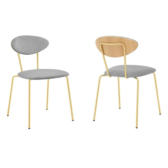Modern Velvet Dining Chairs - PinkGold Metal Leg Set of 2 - Luxury Accent Seating