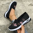 thumbnail image 3 of Loafers for Women Floral Embroidery Knit Msh Flat Walking Shoes Lightweight Casual Orthopedic Nursing Shoes Black Size 7.5, 3 of 5