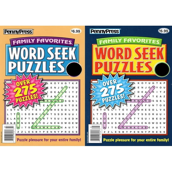 PennyPress Family Favorites Word Seek Puzzles - Newest Available Covers, Pack of 2