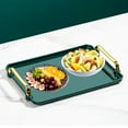 thumbnail image 5 of 2 Pcs Serving Tray with Handles Ottoman Coffee Table Tray, Decorative Trays for bar Living Room Bathroom Countertop 16x8.7x1.4 Inch - Green, 5 of 5