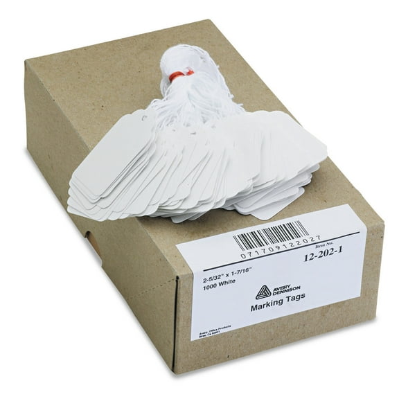 Avery Marking Tags, Strung, 2-5/32" x 1-7/16", 1,000 Tags (12202)
