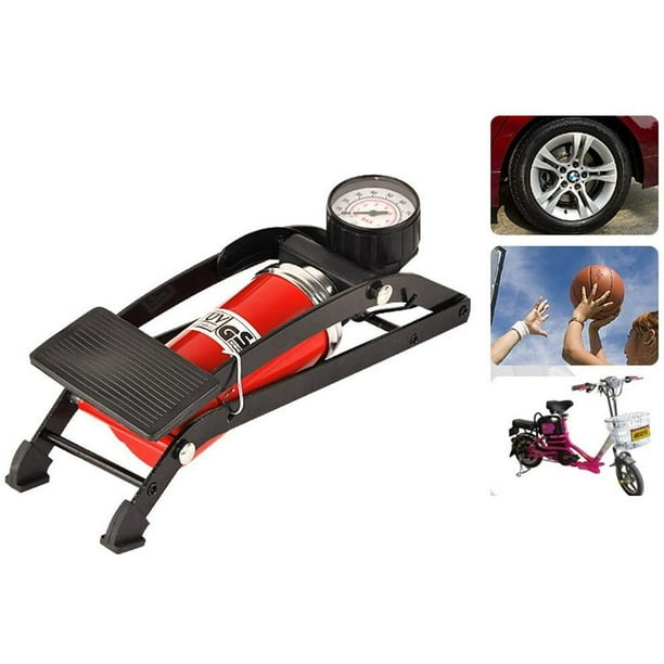 High Pressure Car Bike Tires Floor Foot Pump Inflator Air Compressor with Accurate Pressure Gauge Valve Needle Adapters Portable Air Pump for Cars