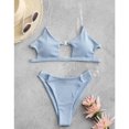 thumbnail image 5 of Hinvhai Plus size Swimsuits clearance Women Clear Straps Ribbed Bikini Set Push-Up Brazilian Swimwear Beach Swimsuit Blue S(S), 5 of 9