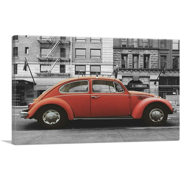 ARTCANVAS Bug Beetle Volkswagen Vintage Car Canvas Art Print - Size: 26" x 18" (0.75" Deep)